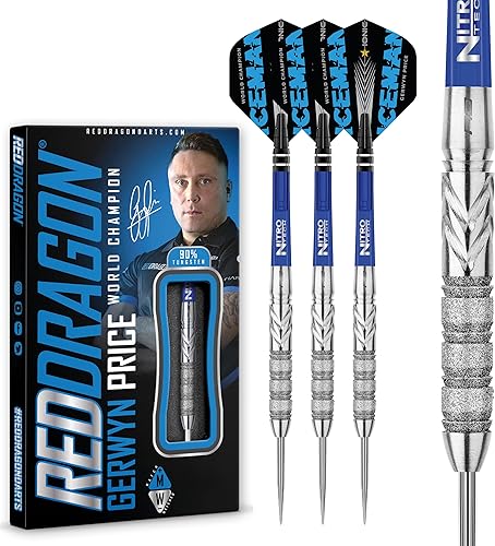 RED DRAGON Gerwyn Price Element - Juego de dardos de tungsteno (0.85 oz) con vuelos y tallos