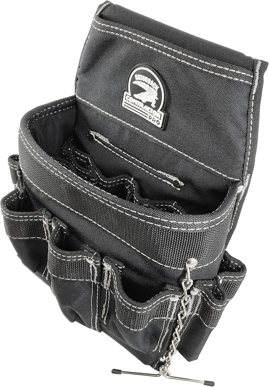 Gatorback B201 Professional Electricians Pouch. Tool Belt Ready Durable Electrician Pouch with 18 Pockets and Tape Chain