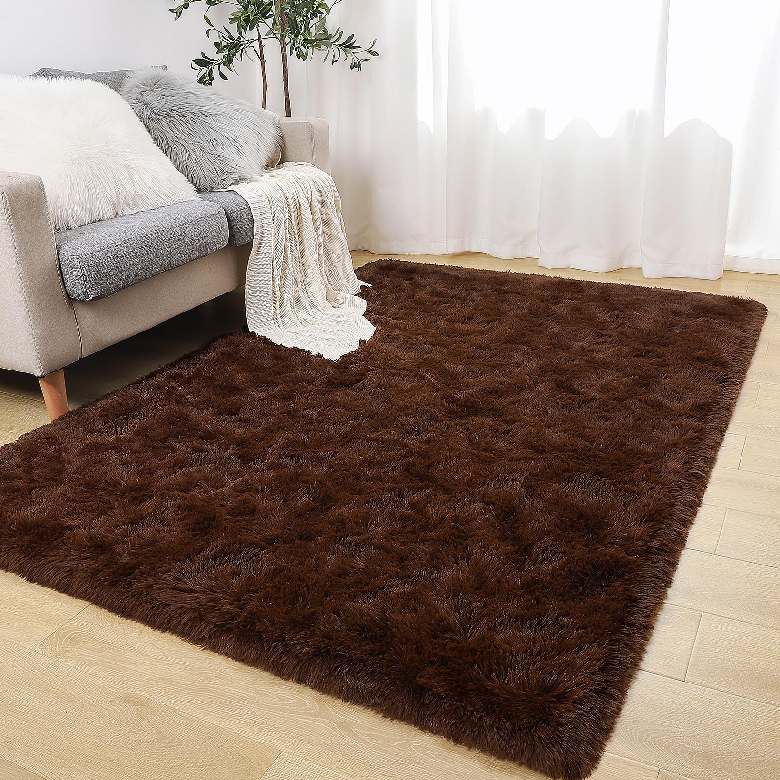 ロンハーマン　Ron Herman　Mouton Rug light brown Amazon.com: BENRON Brown Fluffy Rugs for Living Room Bedroom
