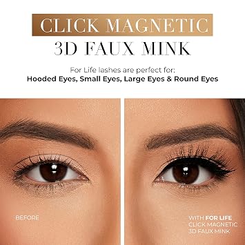 Lilly Lashes Click Magnetic Eyelashes - For Life Magnetic Faux Mink Lashes for a Natural Look - False, Wispy Magnet Eyelashes - Vegan Makeup Lash Extension - Magnetic Eyelashes Without Eyeliner