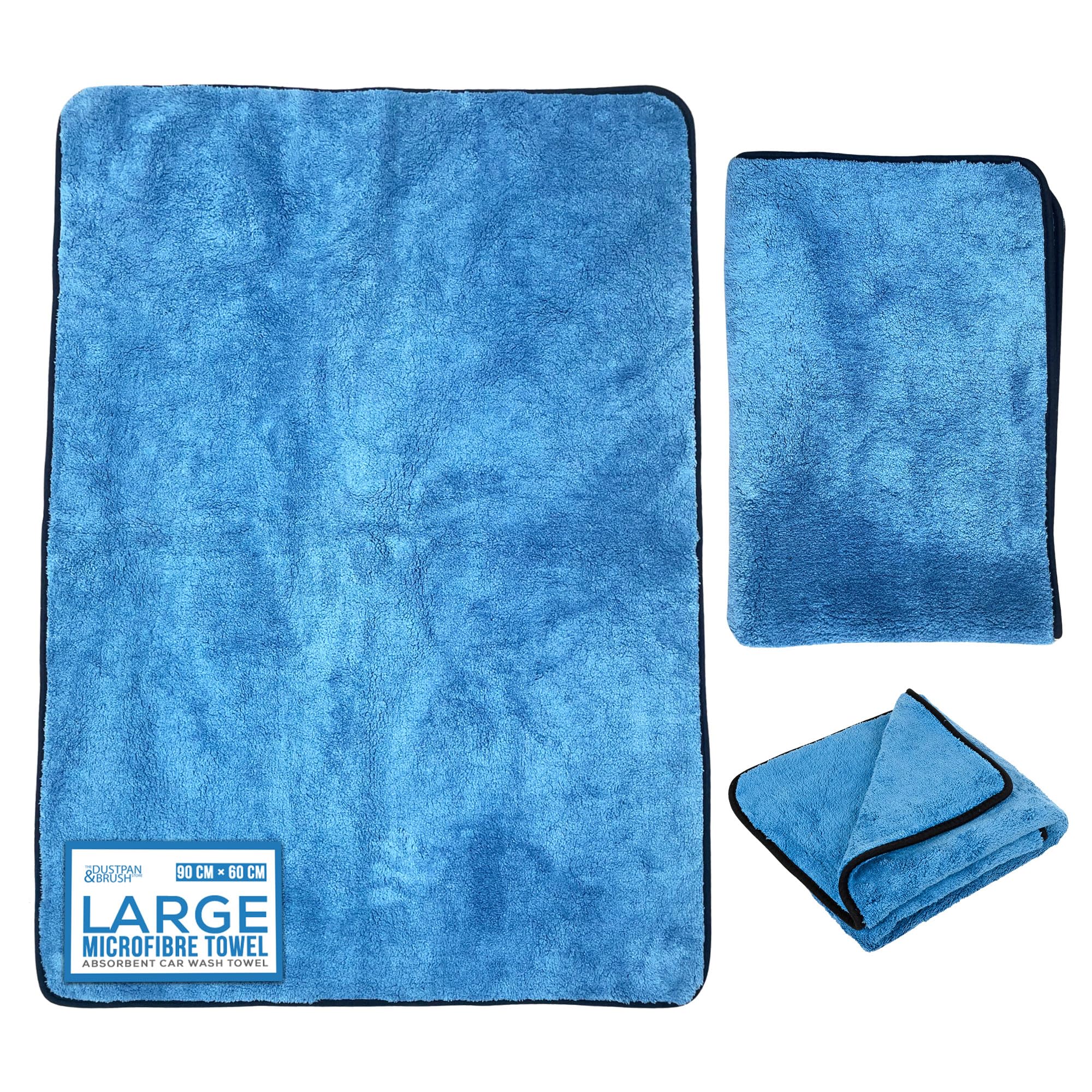 Extra Large Microfibre Towel 1200 GSM Super Absorbent for Car Cleaning & Drying - Dual Layer Microfibre Cloth Car Drying Towel, Extra Large 90cm x 60cm Soft (Blue Extra Large)