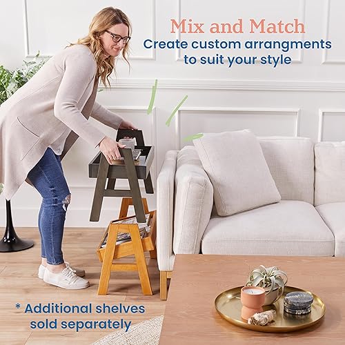 Miniatura 6 de ECR4Kids Estante apilable ajustable con borde completo, estantería, natural