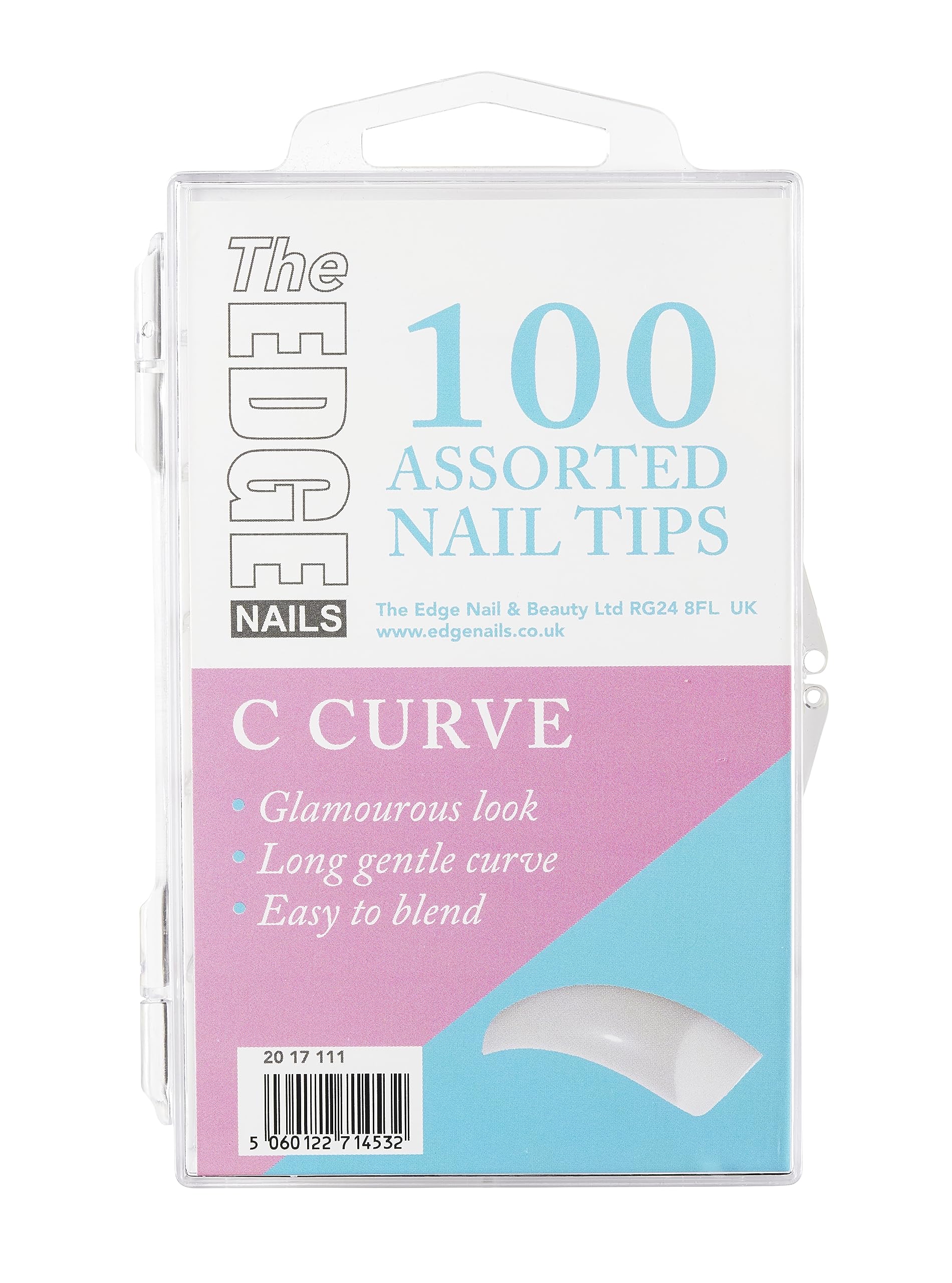 THE EDGE C Curved Nail Tips Assorted Sizes 1-10 (100 Pack) - Strong Nail Tips
