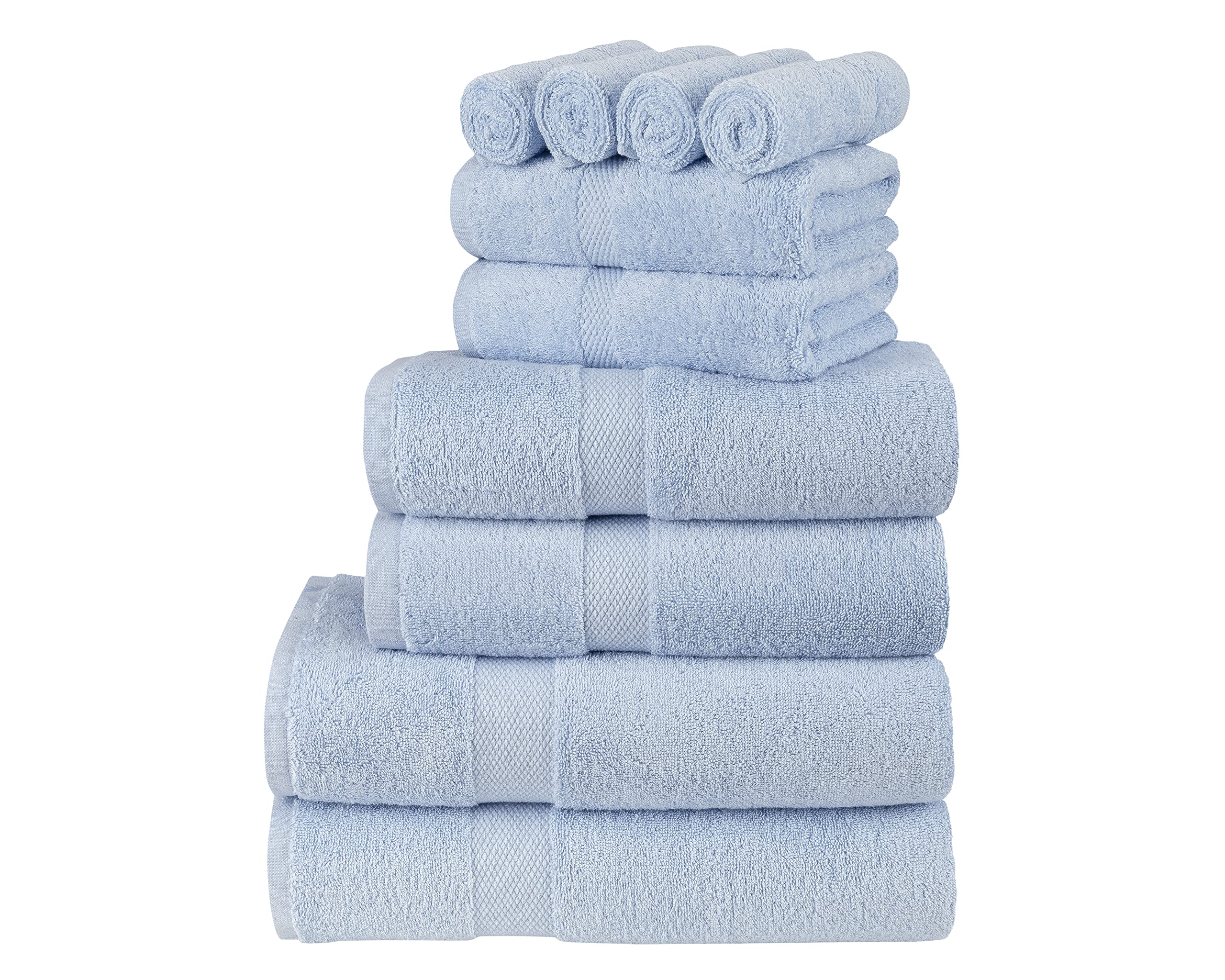 La Maison 100% Egyptian Cotton 600GSM Superior Towel Bale Set Face Hand Towel Bath Towel 10 Piece Super Soft Everyday Use (Sky Blue)