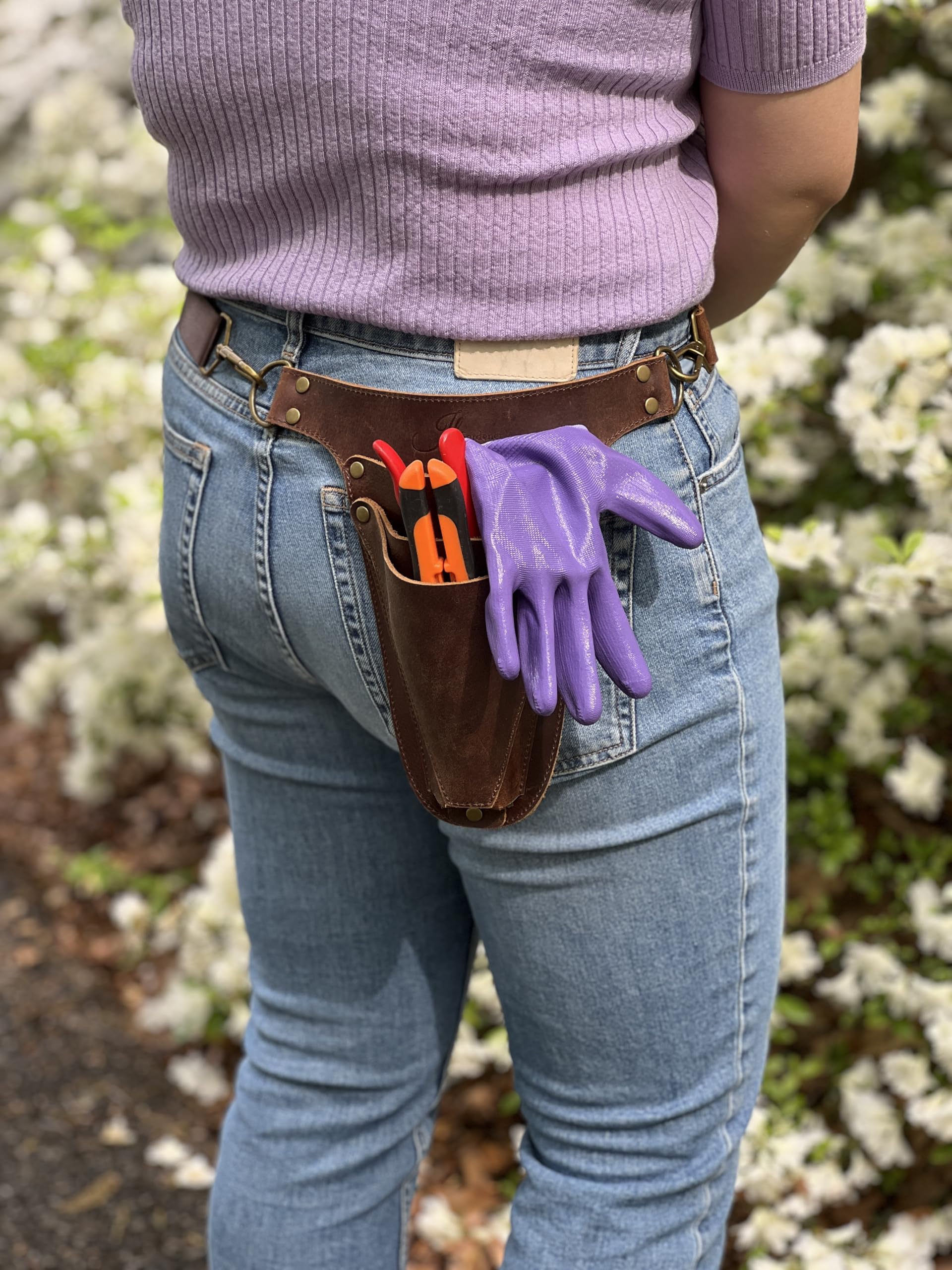 Cinturón de herramientas de jardín, hecho a mano de cuero de primera calidad con bolsillos para mujeres y hombres, jardineros, floristas, electricistas, carpinteros, agricultores, paisajistas