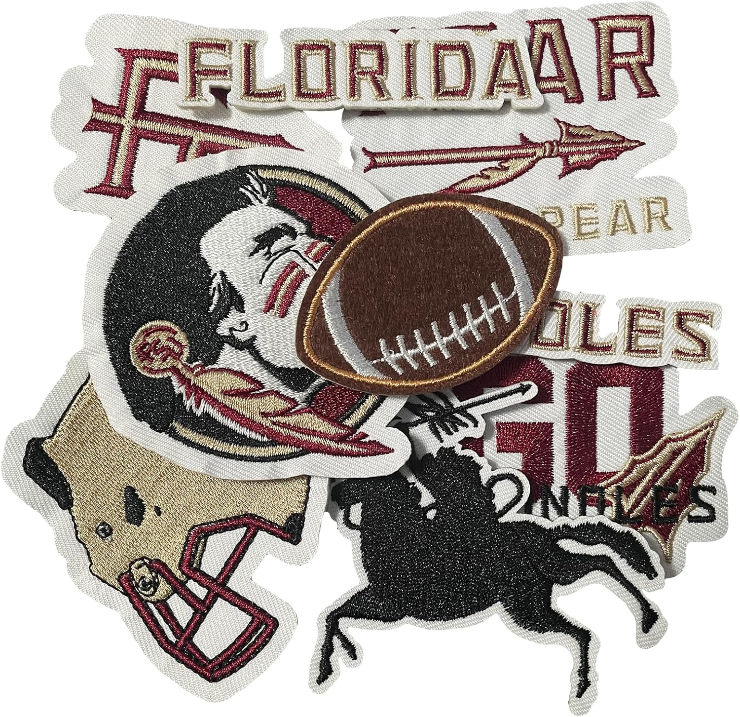 9PCS Florida Iron On Patches，Embroidered Applique Football for Jeans, T-Shirts, Hats, Backpacks & Sports Gear.（QS