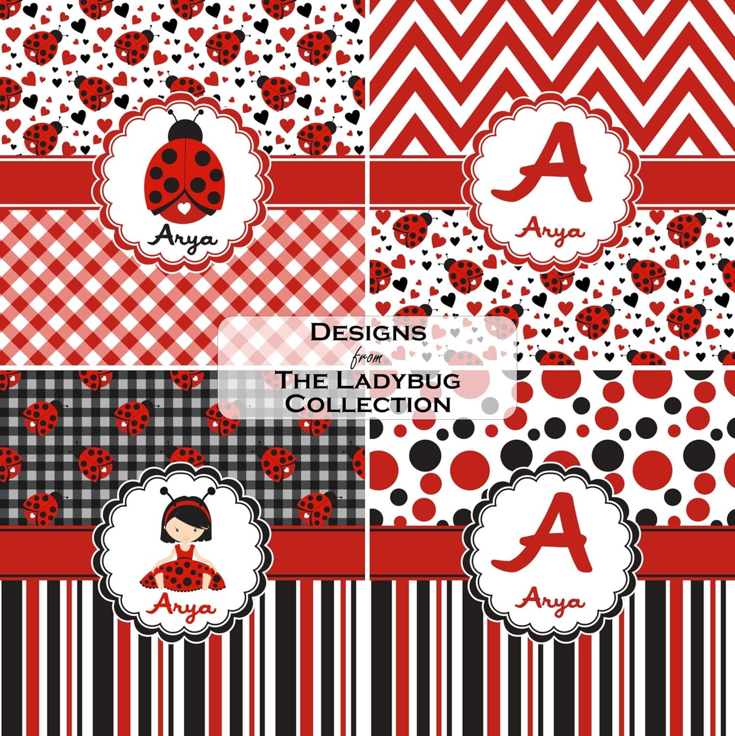 YouCustomizeIt Personalized Ladybugs & Chevron Empire Lamp Shade