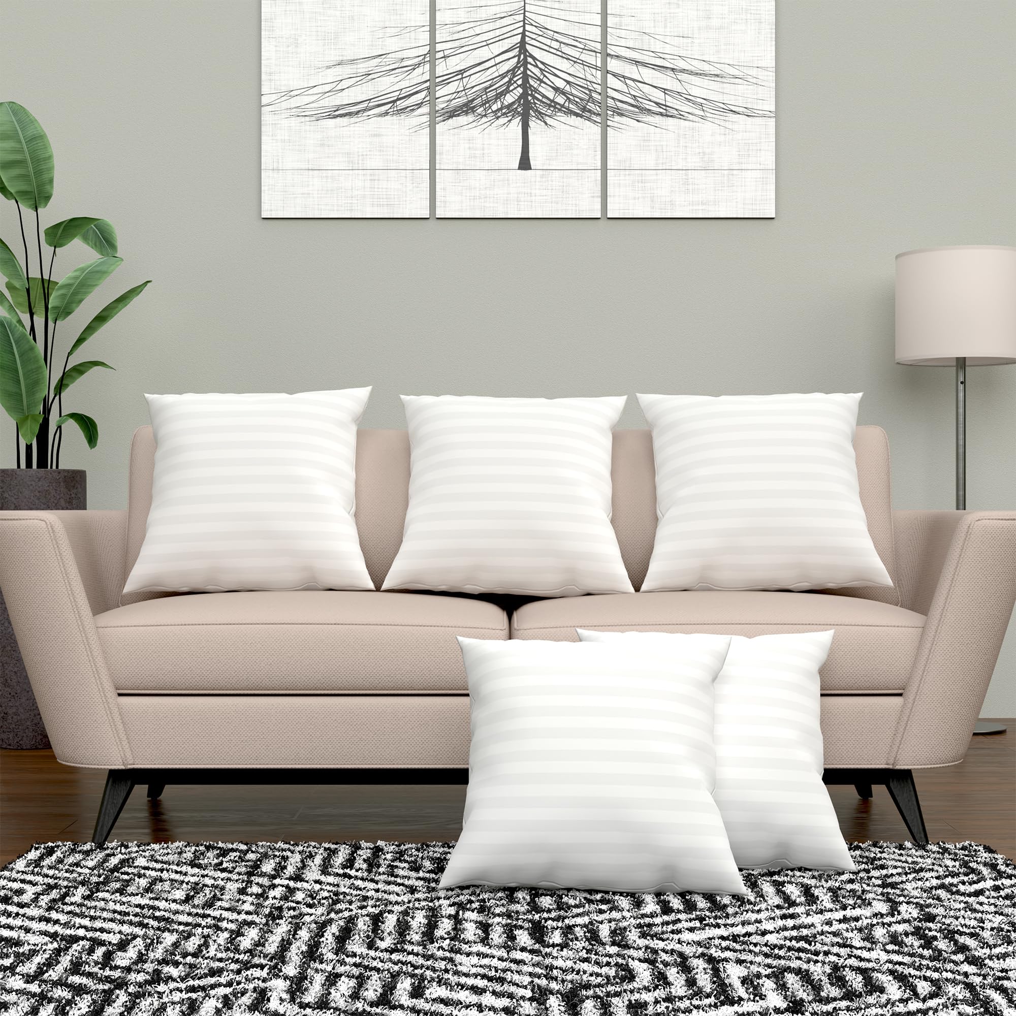 Kuber Industries Pack of 5 Cushion Filler | 16x16 Inch | Cushion Pillow Filler | Fluffy Microfiber Cushion Filler for Sofa-Living Room-Bedroom D�cor | Throw Cushion Pillow | White