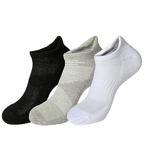 Low Cut Socks - Men's Moisture Wicking Control Comfort Fit Cushioned socks with Arch Compression 3-Pairs
