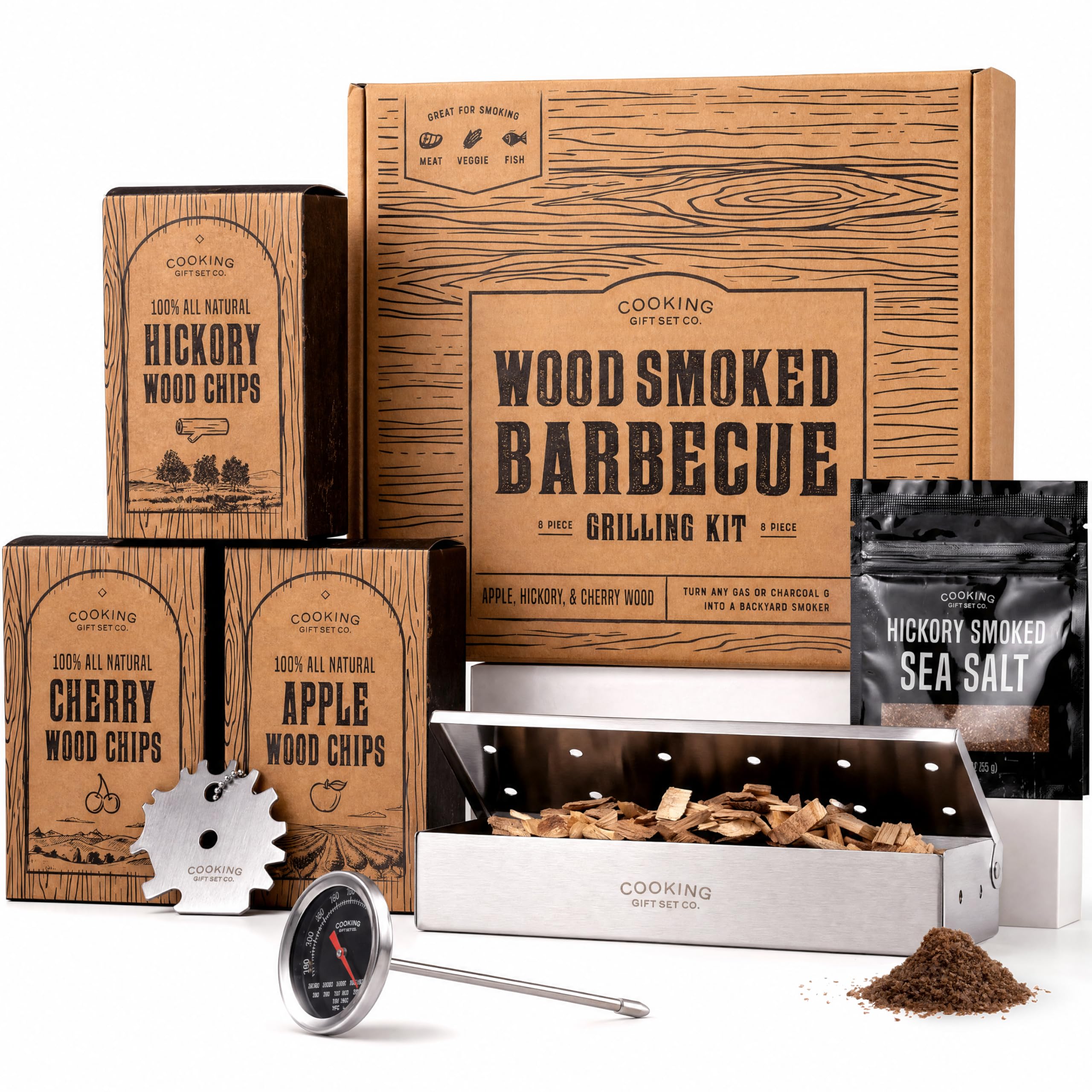 Cooking Gift Set Co. | Set barbecue a legna per uomo | Regalo per papà, fidanzato e marito | Accessori per barbecue, idee regalo
