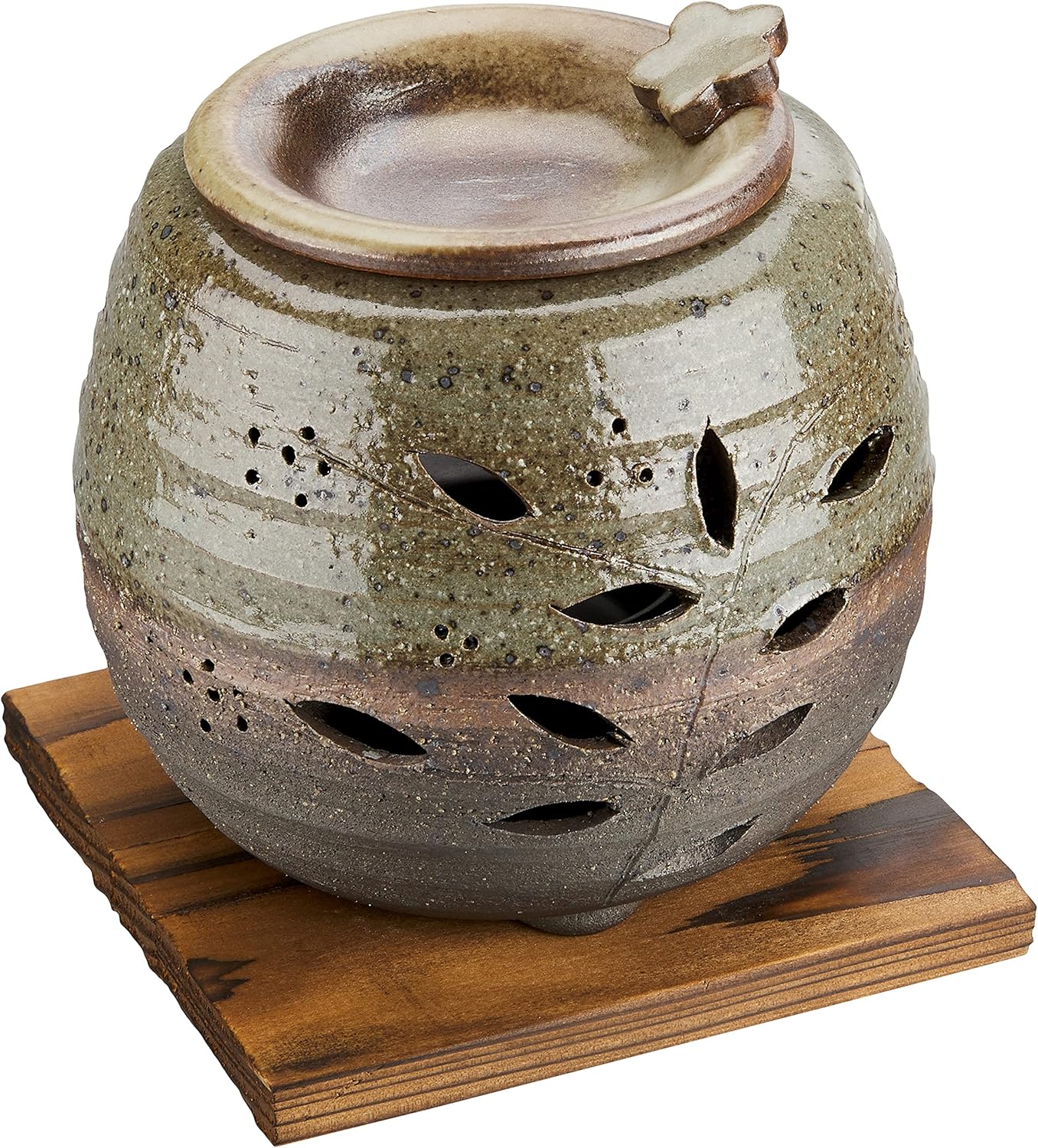 山下工芸 常滑焼 石龍緑灰釉花茶香炉 板付 10.5×11×11cm 13045750