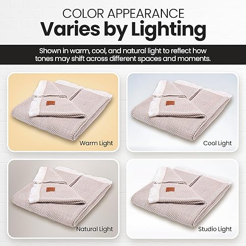 Miniatura 5 de Gold CASE - Manta elegante de 50 x 60 pulgadas (51.2 x 59.1 in), súper suave, 100% algodón reciclado, mantas decorativas y multiusos, bohemias