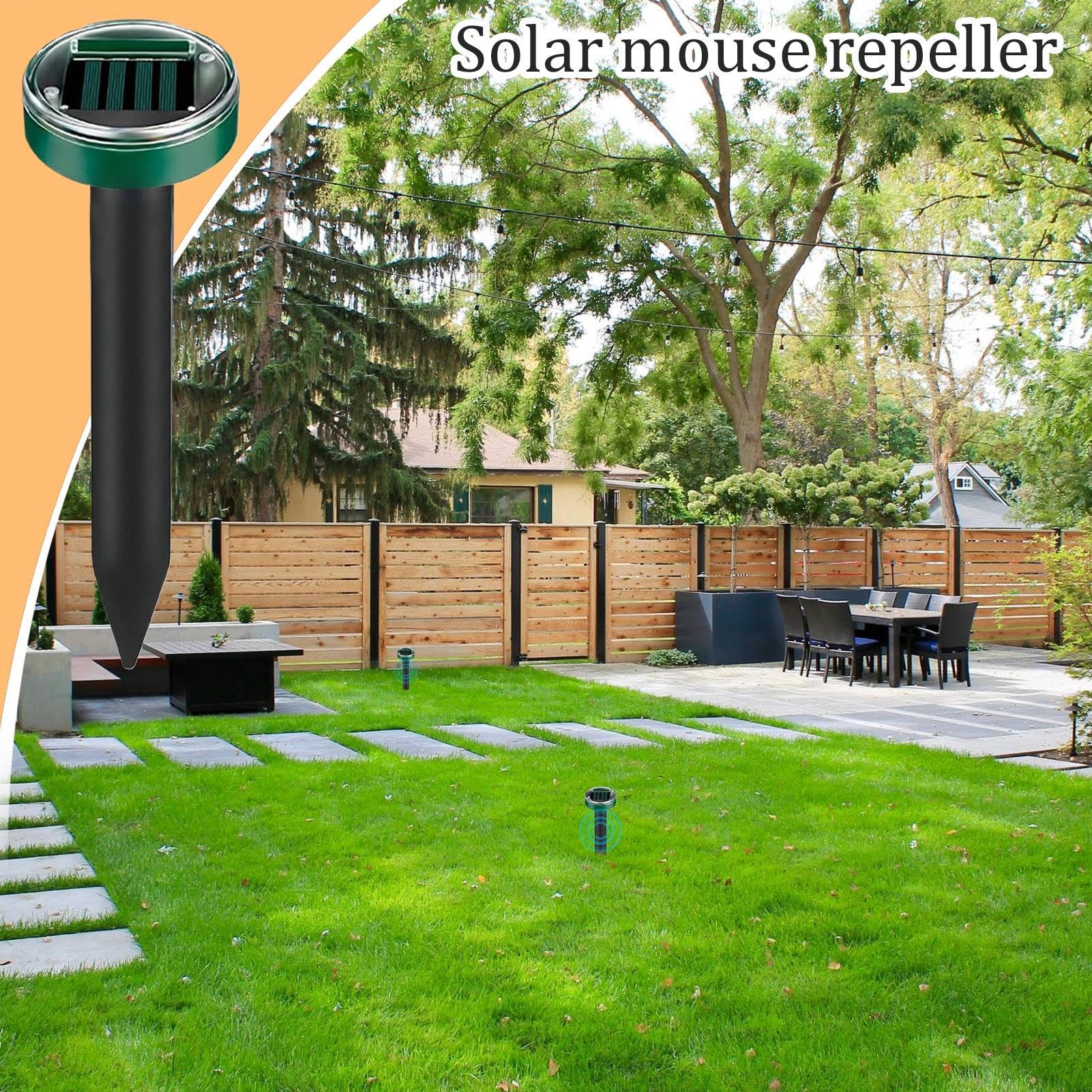 Piquets répulsifs Anti-Taupes – Serpent à ultrasons d'extérieur | 6 x piquets de Dissuasion étanches pour Cour, Jardin, pelouse