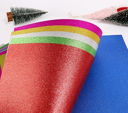 Vista 42 de 10 hojas de espuma con purpurina para manualidades, papel de cartulina A4, papel adhesivo autoadhesivo para construcción de Navidad, álbum de Azul