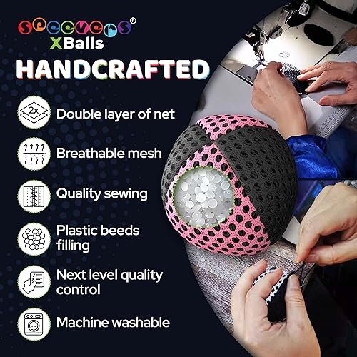 Miniatura 41 de Pelotas para malabarismo Speevers, 3 pelotas para principiantes y profesionales, 14 colores disponibles, 2 capas de red y funda de transporte, Negro