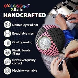 speevers Juggling Balls for Beginners and Professionals Set of 3, 14 Colors Available, 2 Layers of Net and Carry Case, Xballs Juggling Balls (Black - Pink, 2.5 oz)