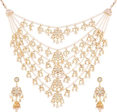 I Jewels Floral Style Pearl Gold Plated 