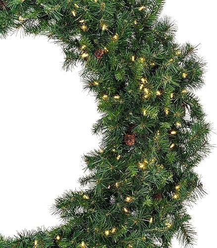 Miniatura 3 de Corona de pino Cheyenne de 24" Vickerman con 50 luces LED color blanco cálido