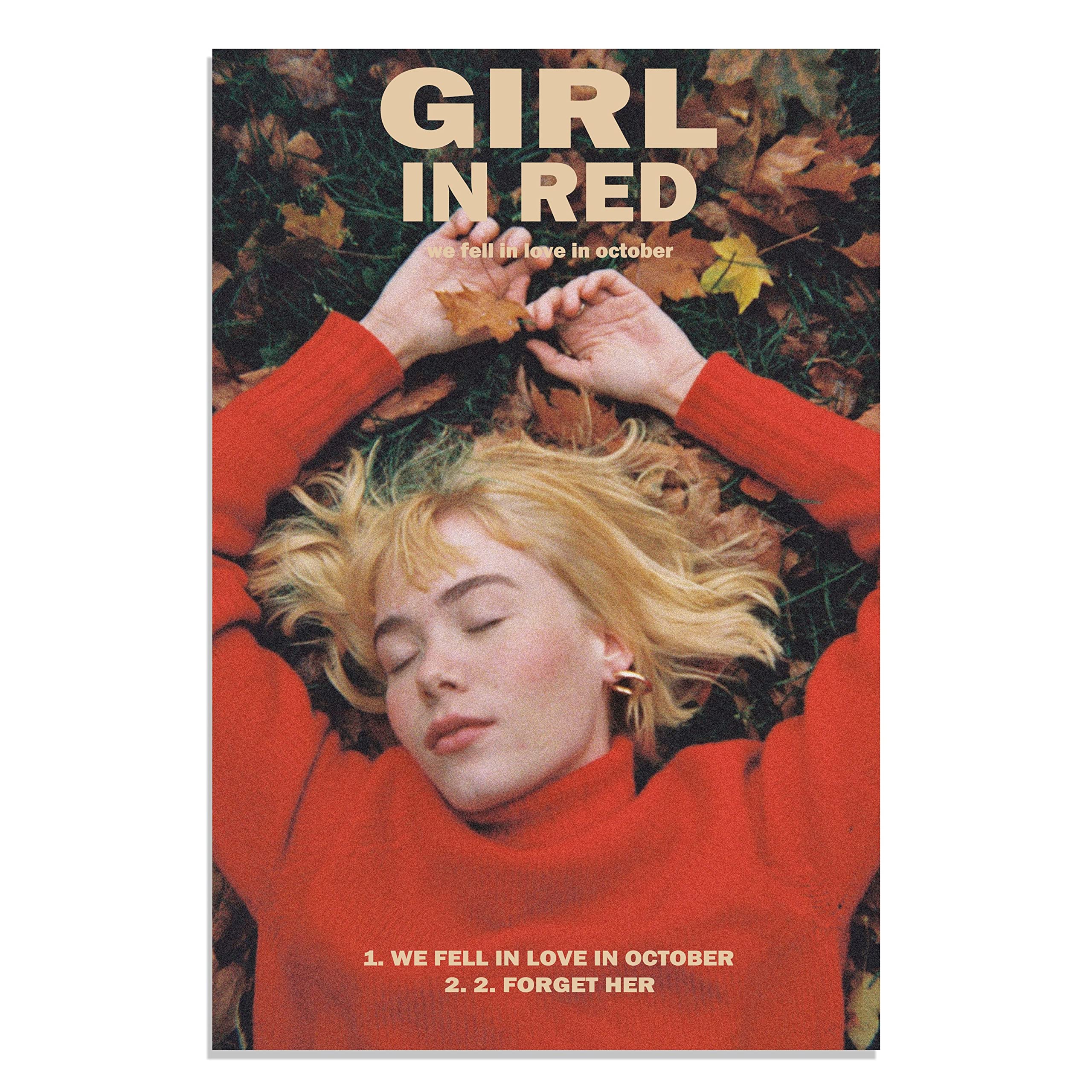 HEMTIKHEMTIK Girl in Red Poster We Fell in Love in October Music Poster Wall Art Canvas for Office Decor Unframed 16" x 24"