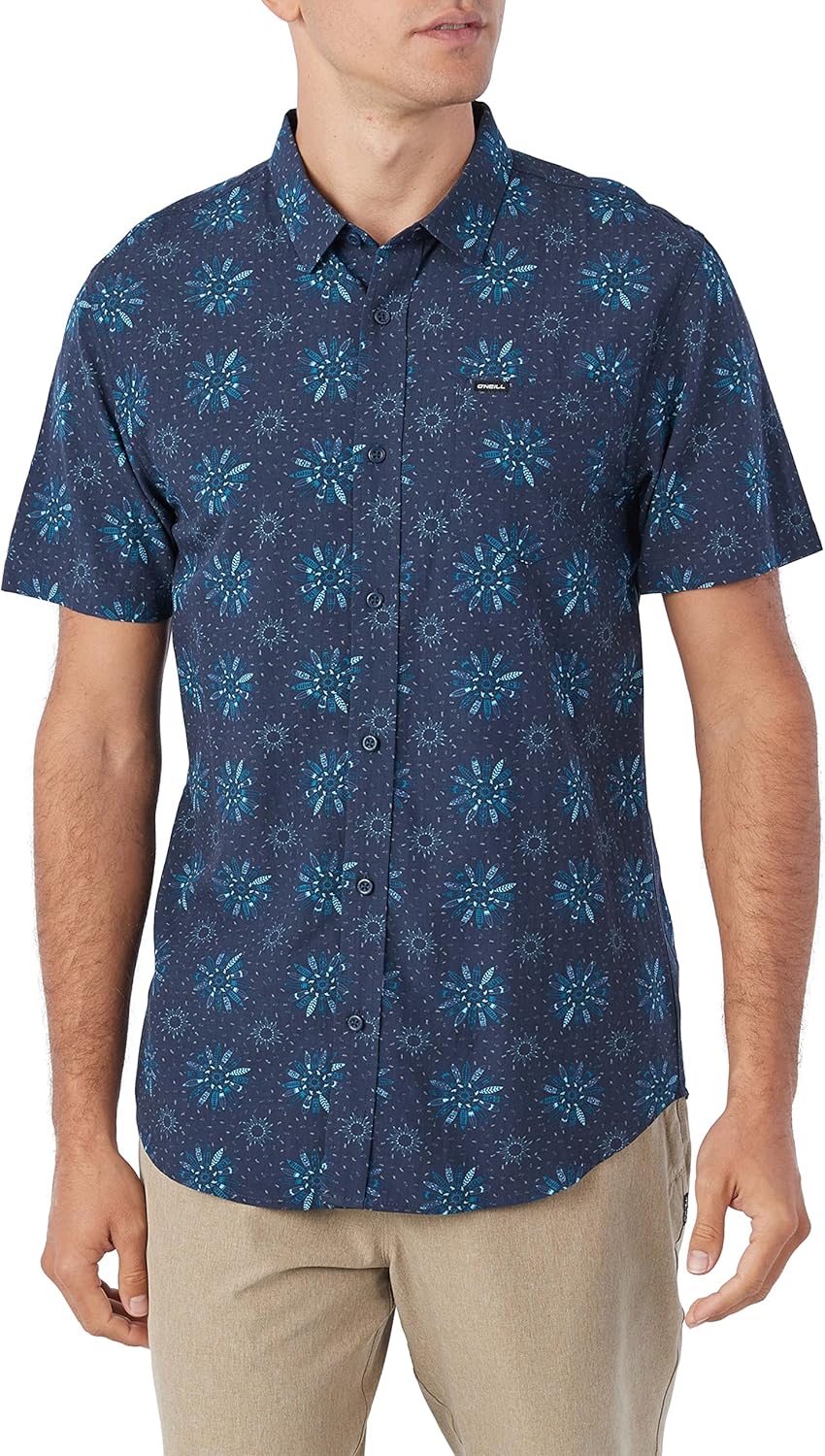 O'NEILL Mens Modern Fit Short Sleeve Button-Up Shirt - Casual Slim Fit Button Down Shirt with Collar and Chest Pocket