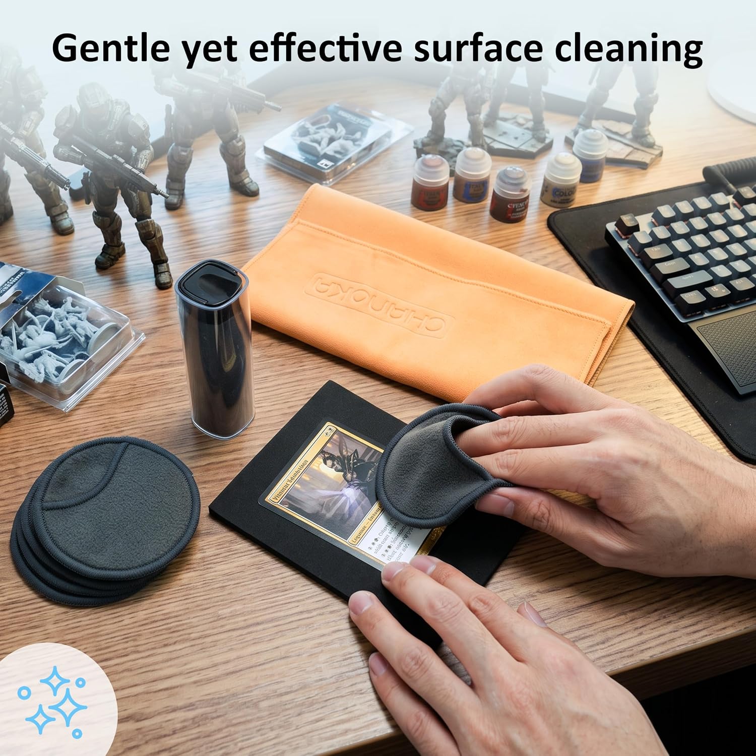 Trading Card Humidor Repair & Flattening Kit with Moisturizing Box, Adjustable Humidifier, Card Cleaning Kit with Card Grading Centering Tool, All-in-One Restoration for TCG Card Collectors.
