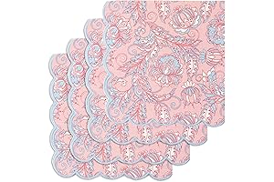 Scalloped Edge Embroidered Kalamkari Cloth Napkins