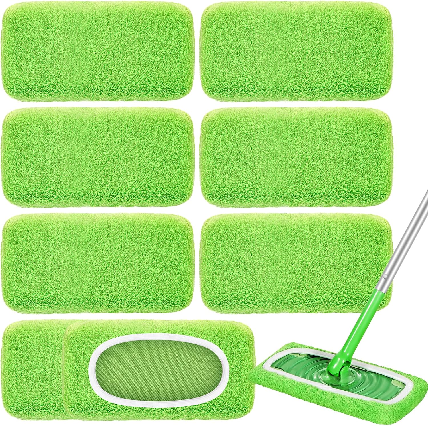 6 Pack Reusable Mop Pads Compatible with Swiffer Sweeper, Washable Wet & Dry Mopping Sweeping Cloth for Multi-Surface Cleaning, Microfiber Chenille Pad Refills (Gray, Not Include MOP)
