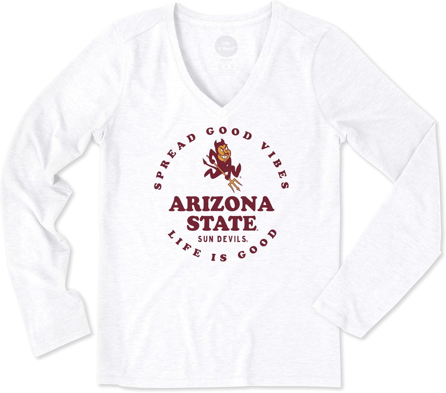 Women's Longsleeve Cool Vee Good Vibes Circle