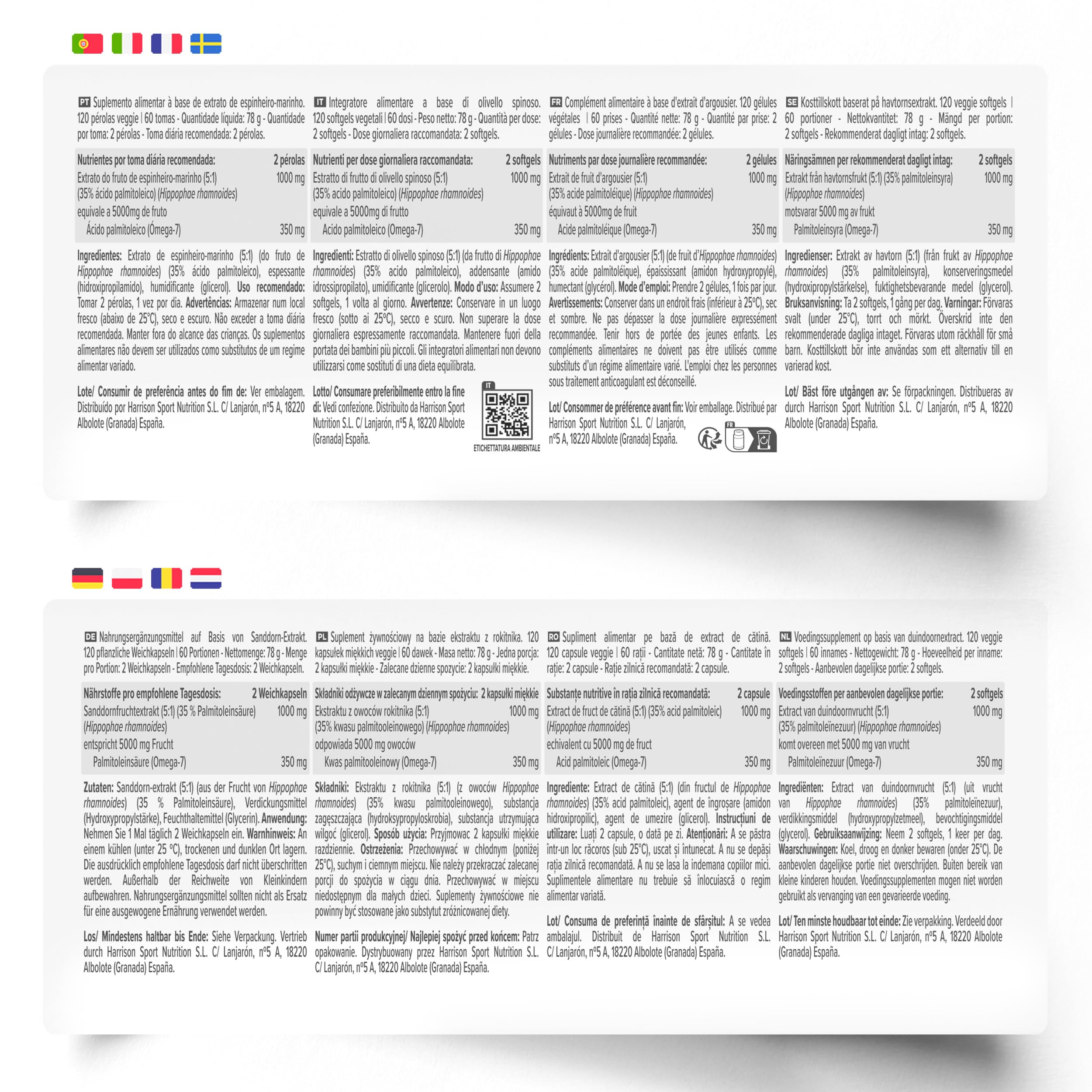 HSN Omega 7 Vegano - Aceite de Espino Amarillo 500mg | 120 Perlas Veganas | Extracto 5:1 Estandarizado 35% Ácido Palmitoleico - Apoyo Colesterol y Cuidado de Piel y Mucosas | Sin Gelatina Animal