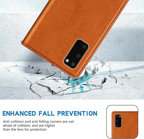 Miniatura 7 de ZZXX Funda tipo cartera para Samsung Galaxy S20 con bloqueo RFID, soporte de ranura para tarjetas, funda protectora de cuero magnético fuerte