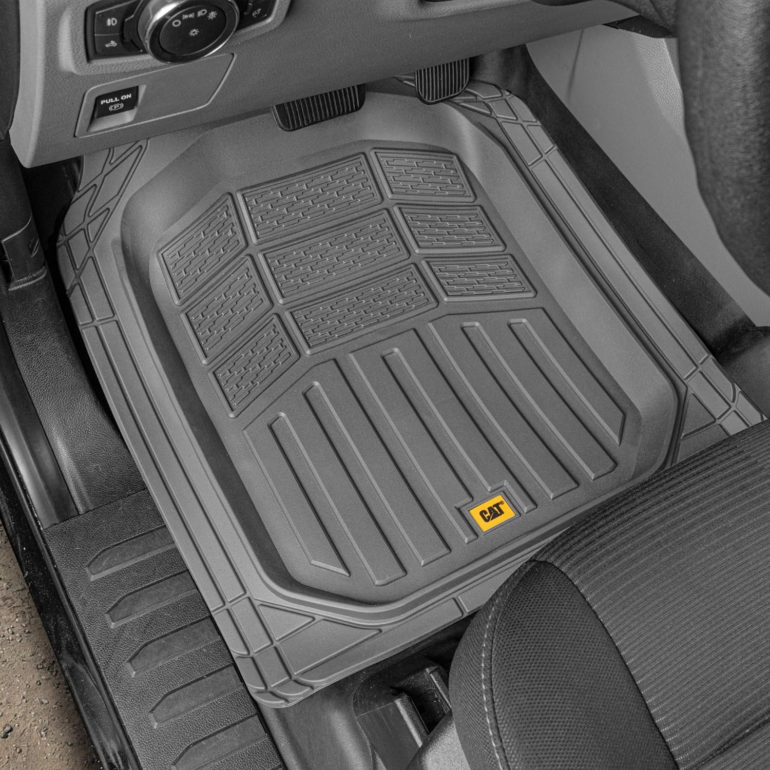 BDK Cat® CAMT-9014 (4-Piece) Large Deep Dish Rubber Car Floor Mats with Trunk Cargo Liner, Universal Trim to Fit Front & Rear Combo Set for Car Sedan SUV Van, Heavy Duty All Weather