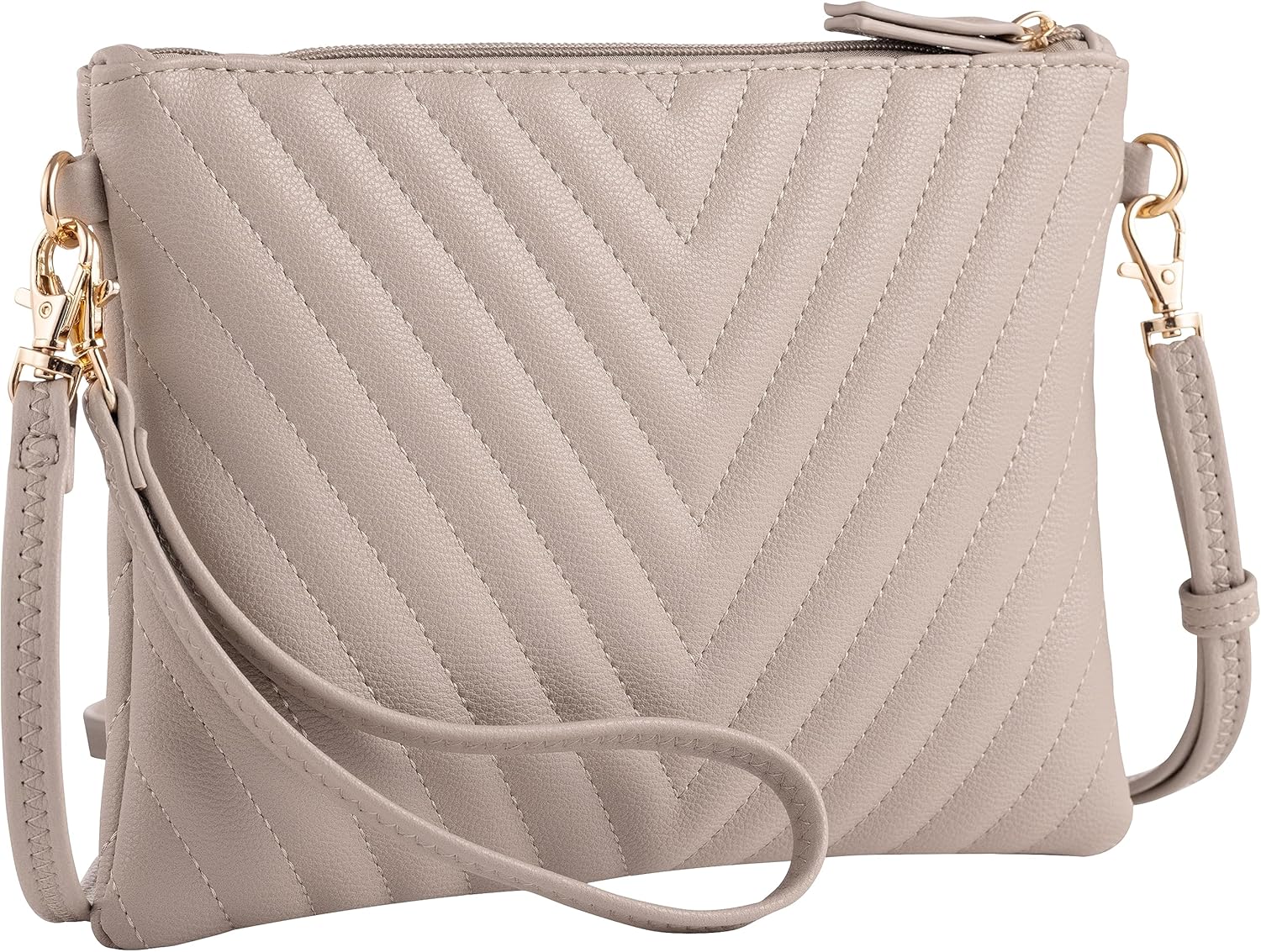 B BRENTANO Chevron Embroidered Crossbody Clutch Bag Pouch with Removable Wristlet & Adjustable Shoulder Strap - Image 2