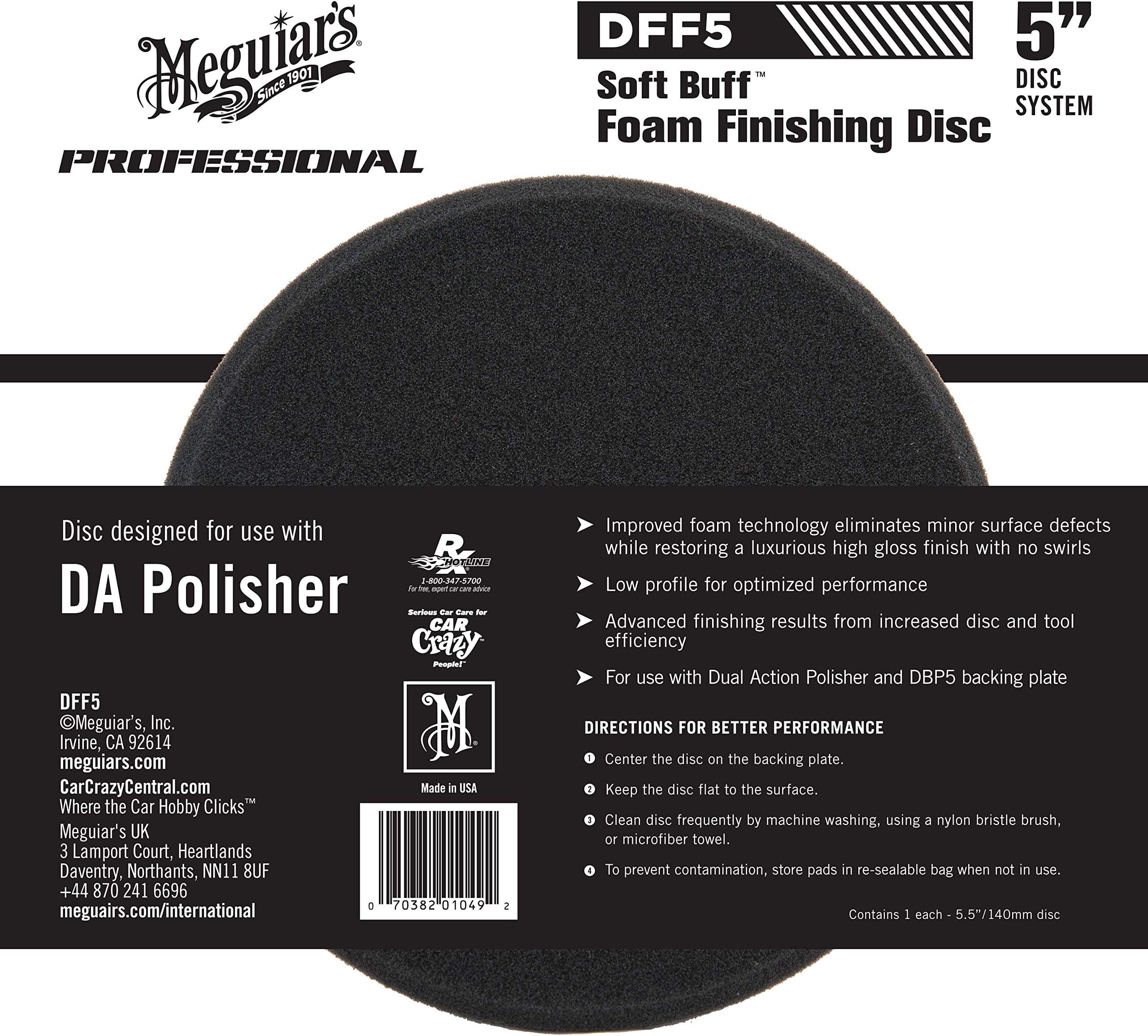 Meguiar's DFF5 5 Inch DA Foam Finishing Disc Black