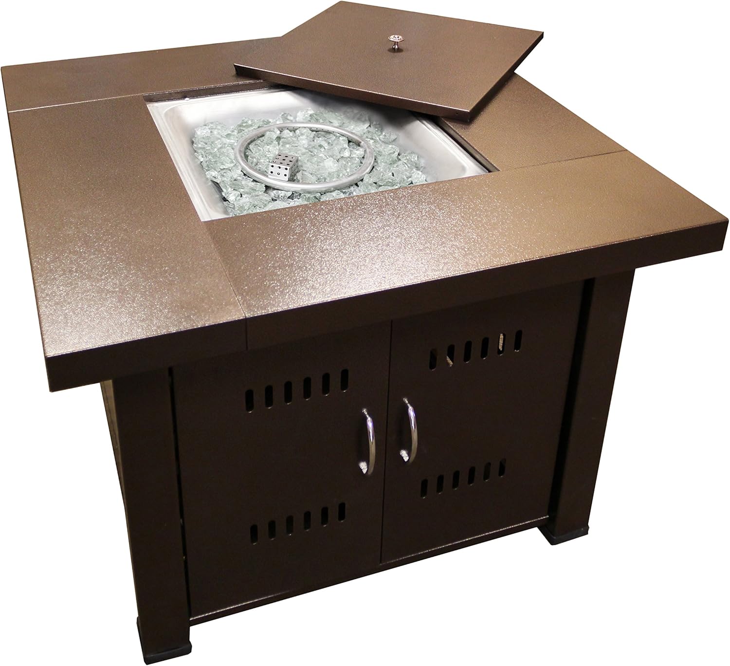 AZ Patio 38'' Propane Fire Pit Table with Fire Glass Included, 40000 BTU, CSA certification, Antique Bronze Finish