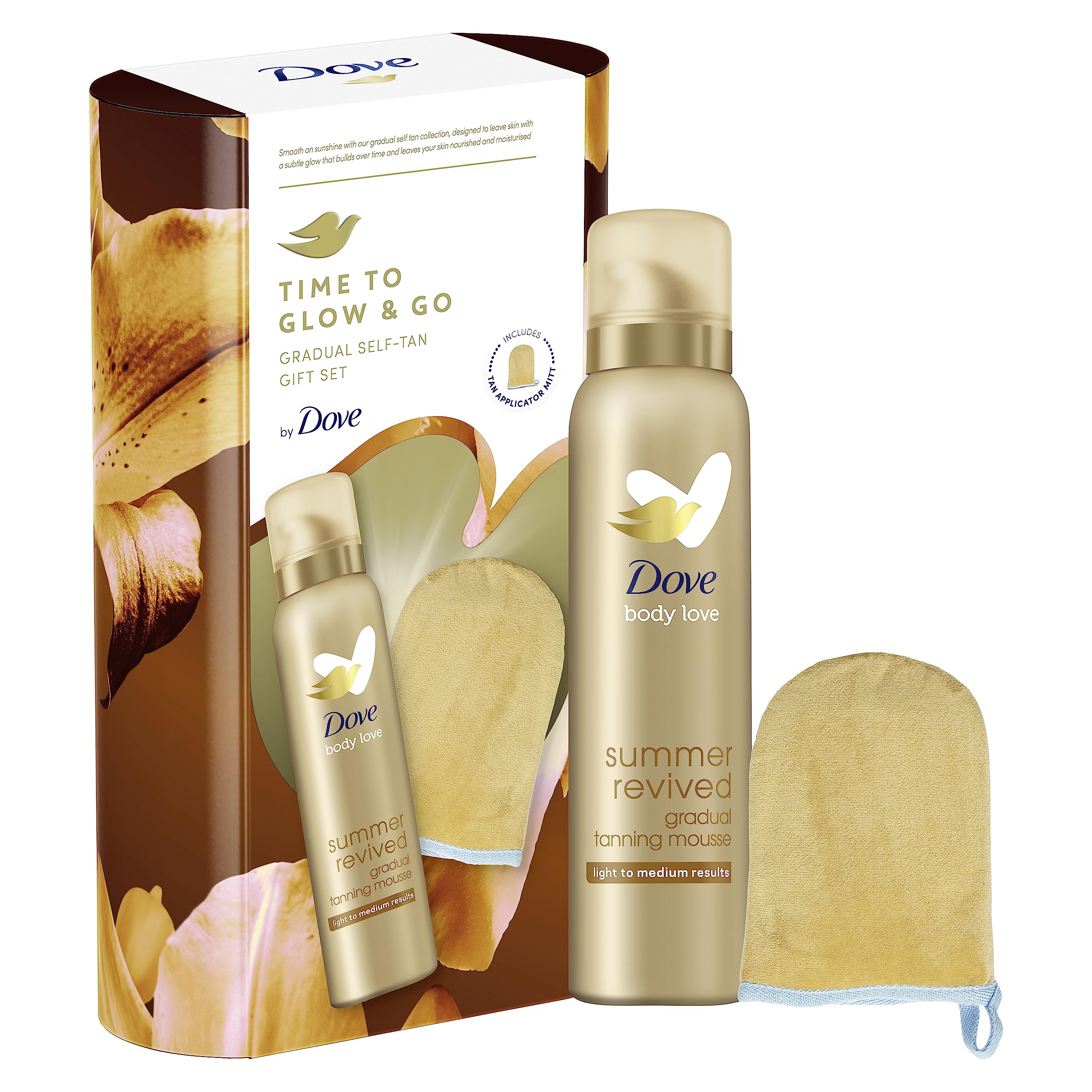 DoveTime to Glow and Go Gradual Self-Tan Gift Set with a tan applicator mitt perfect gifts for her 1 piece