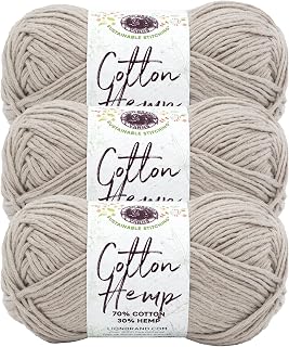Cotton Hemp, Soft, Durable Yarn for Crochet and Knitting, 3 Pack, Mineral