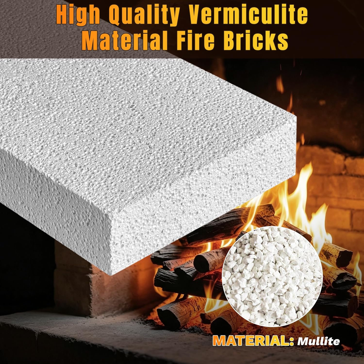 Fire Bricks, 9" x4-1/2 x1-1/4 Firebricks for Wood Stoves, Fireplaces, Kilns and Forging Ovens, 2900°F High Temperature Resistant, Light Weight, White Color, 12 Pieces