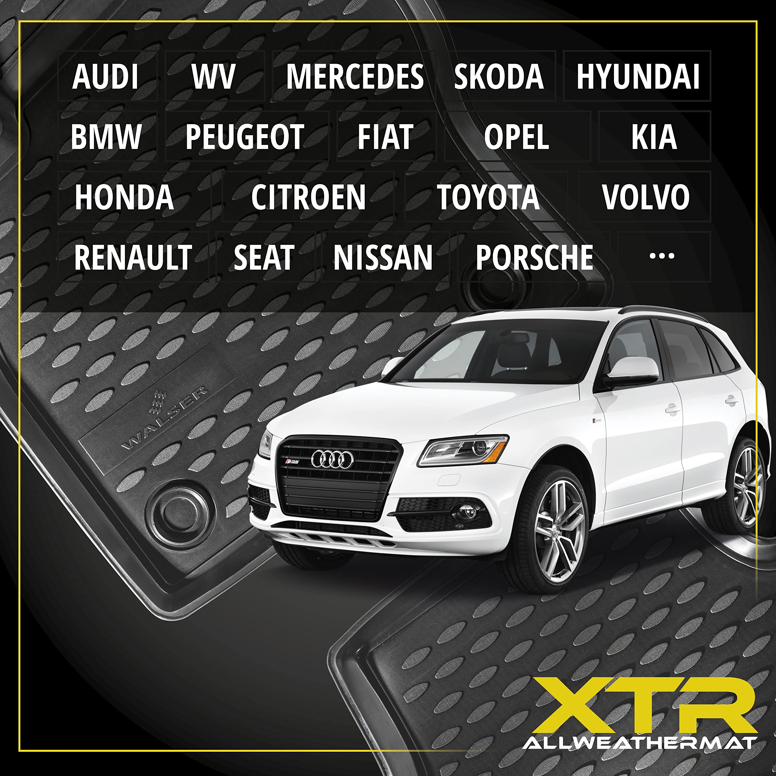WALSER Tappetini in gomma per auto XTR su misura compatibile con VW Multivan T5 04/2003-08/2015, VW Multivan T6 04/2015-2019