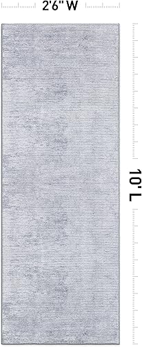 Miniatura 2 de Rugshop Alfombra de pasillo contemporánea a rayas envejecidas resistente a las manchas, respetuosa con el medio ambiente, reciclada, lavable a