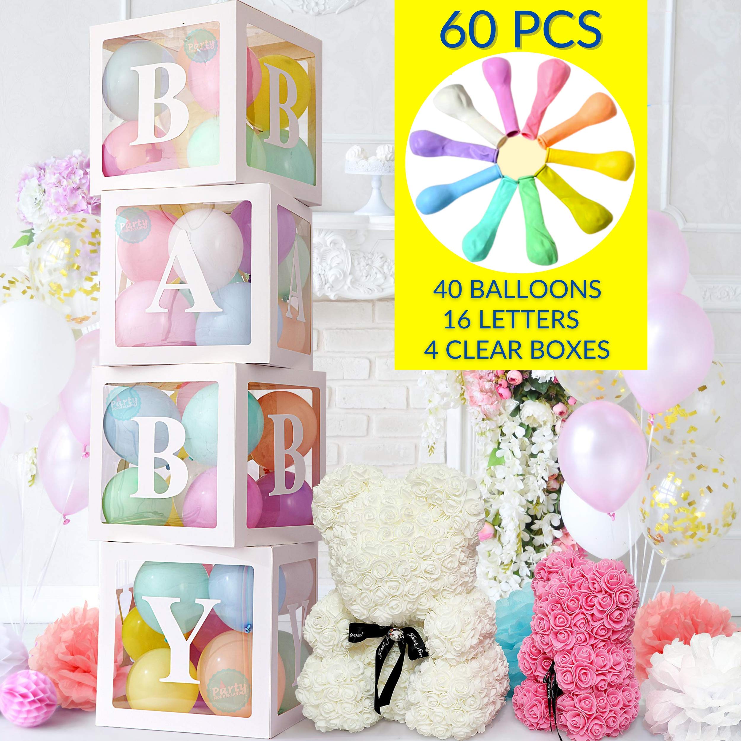 Buy Baby Shower Boxes Party Decorations Premium Kit 60 Pieces, Boy or