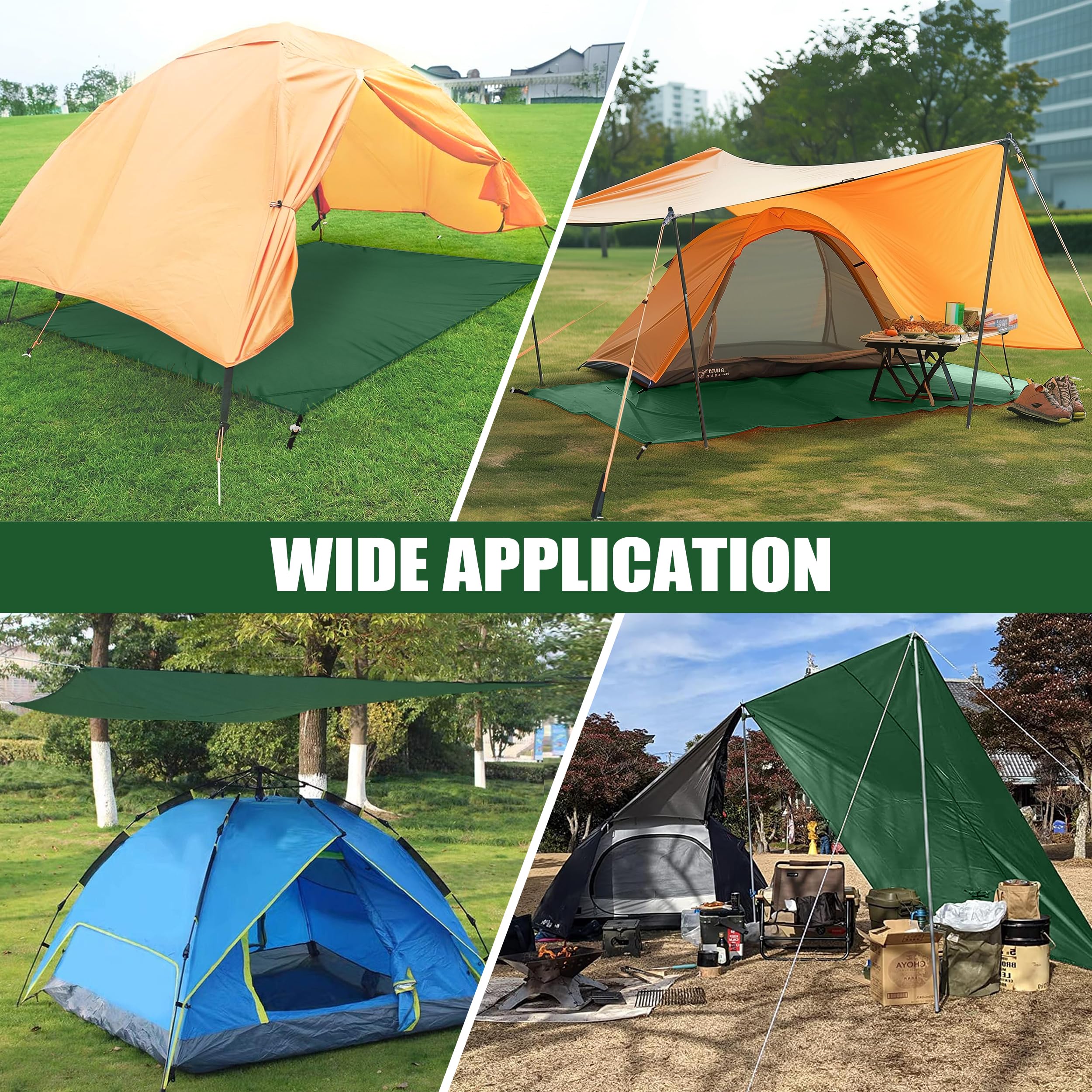 Heveer Bâche Tente Imperméable 148x200cm - Tapis De Sol Camping Avec Piquets Et Sac De Rangement Gris