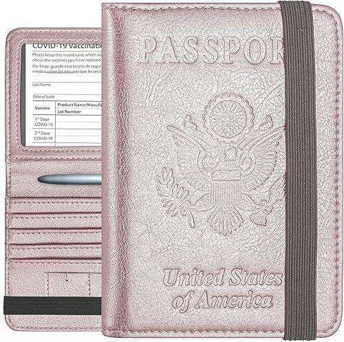 Combo de portatarjetas de pasaporte y vacunación, funda con ranura para tarjeta de vacunación CDC, protector organizador de documentos de viaje de