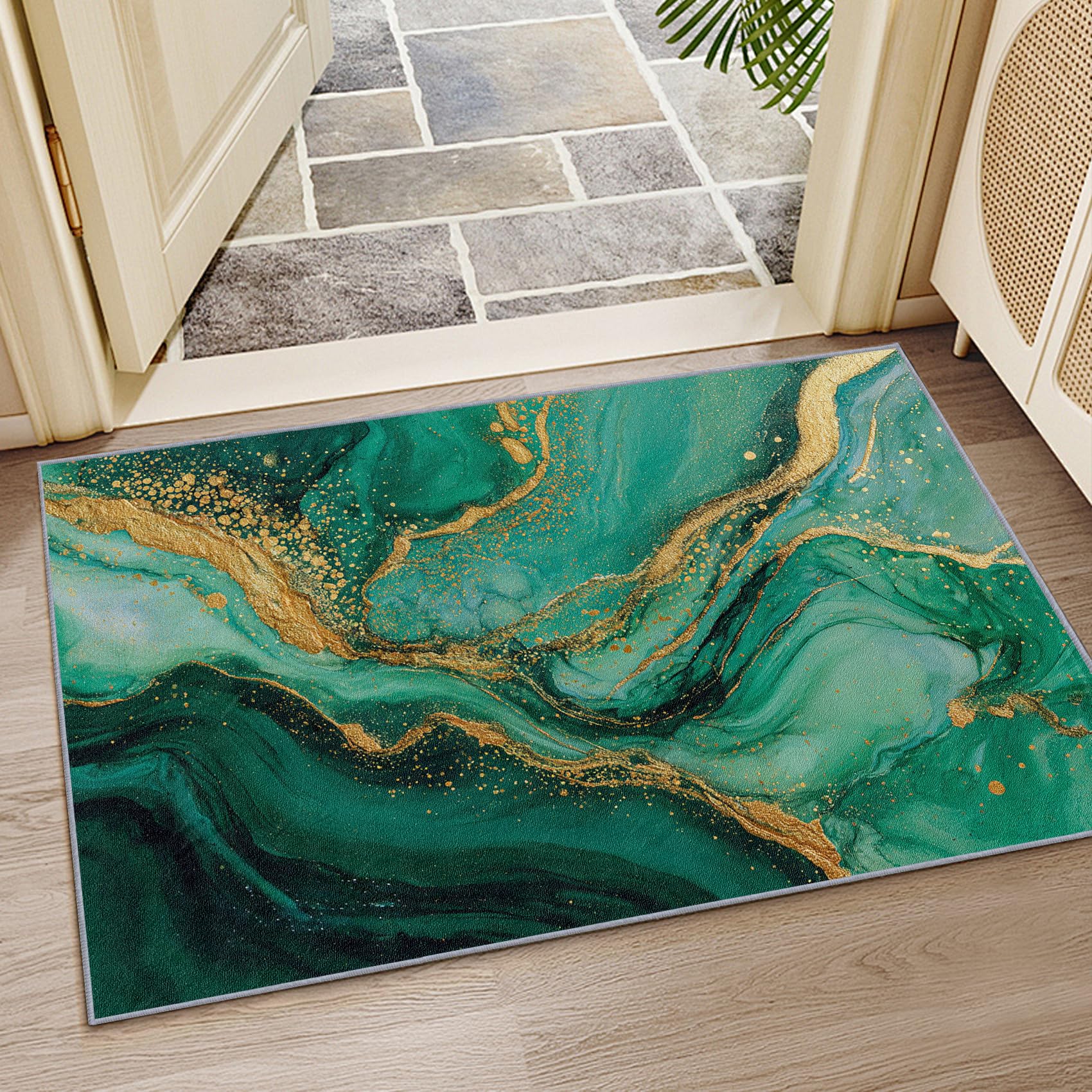 Mistela Marmor Teppich 160x230 cm Grün Gold