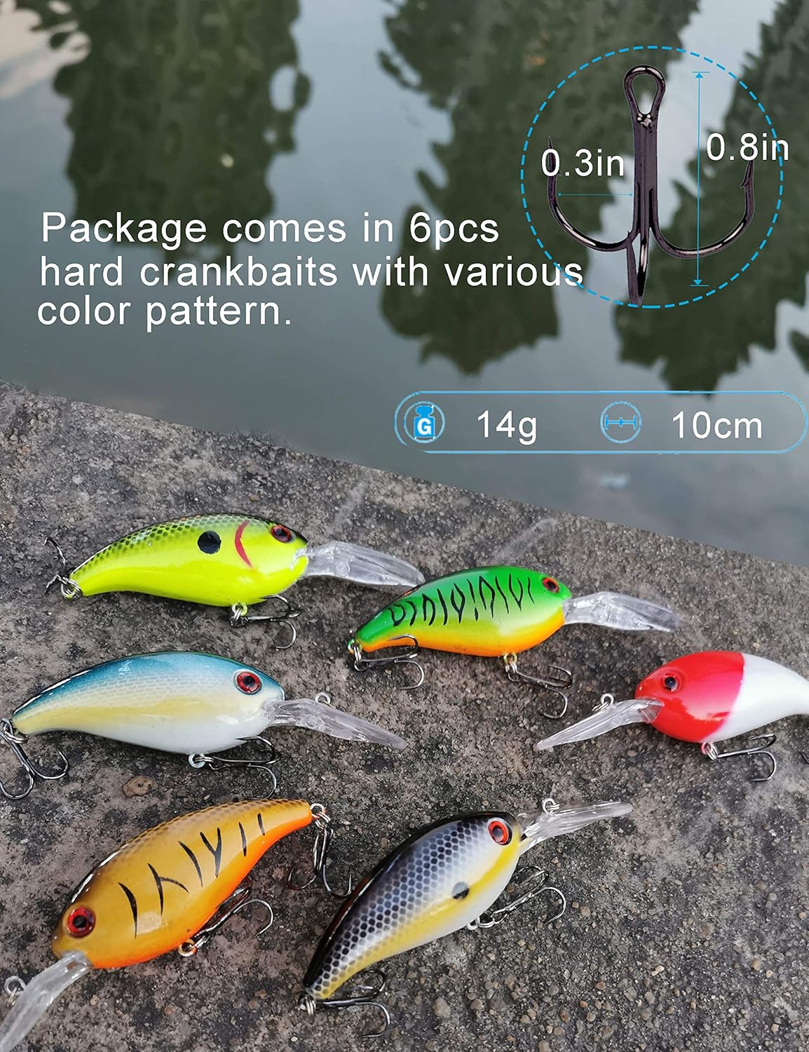 Facikono Crankbait Bass Fishing Lures, Deep Diving Topwater Swimbait for Bass Trout Crappie Saltwater Freshwater Fishing : Sports & Outdoors