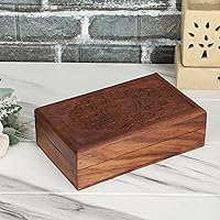 Vista 31 de Ajuny Handcrafted Decorative Wooden Jewelry Box Elephant Embossed Design Hand carved Solid Multipurpose Keepsake Storage Travel Organizer Treasure