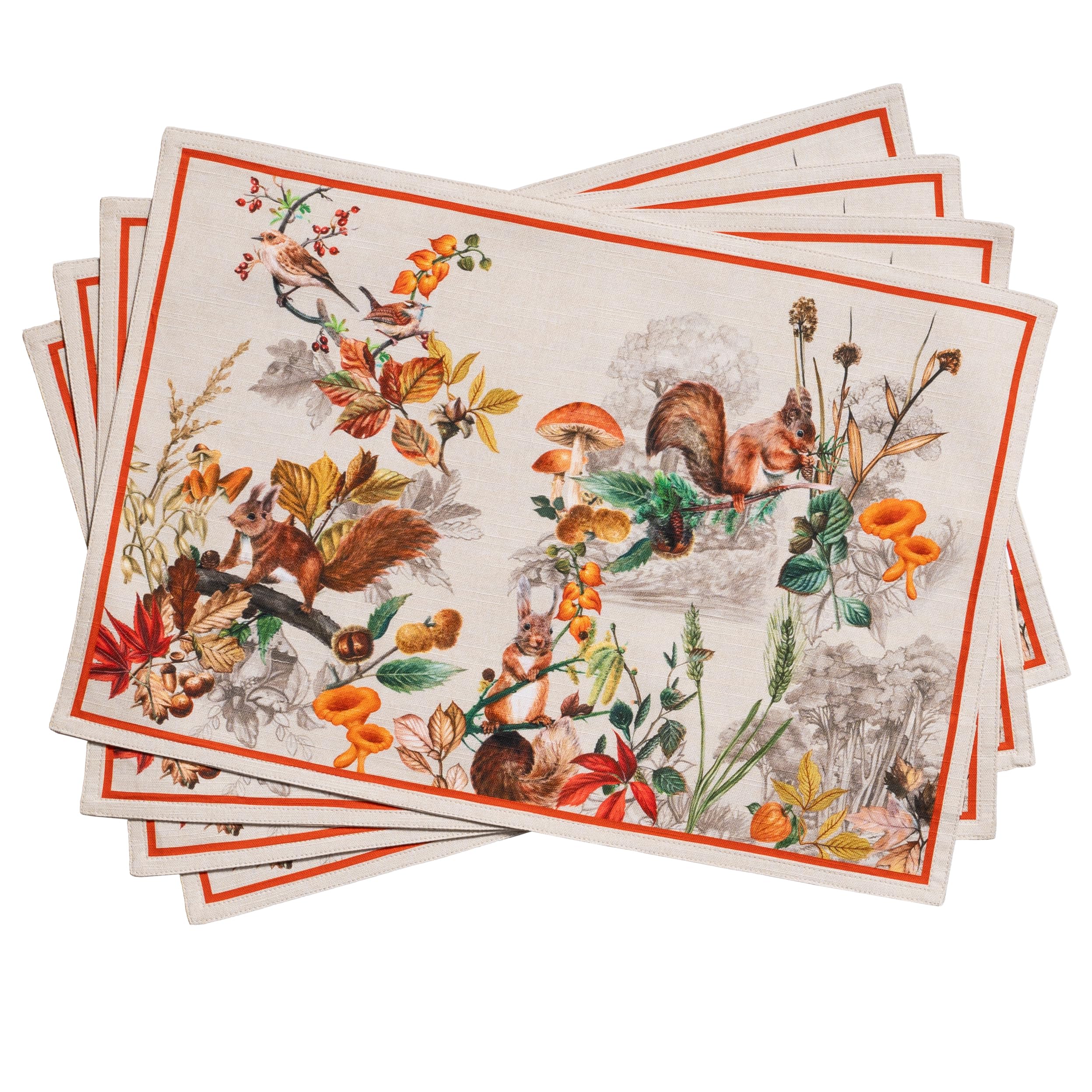 Maison D' Hermine 077 - Recolte Placemats Set Of 4 100% Cotton Washable Cloth Place Mats, Reusable Table Mats For Christmas Decorations Kitchen Dining Party Wedding Restaurant (Recolte, 33 Cm X 48 Cm)