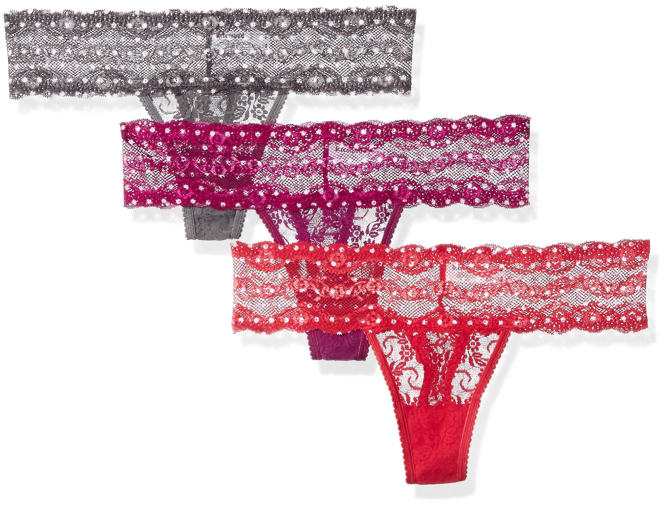b temptd by Wacoal Womens Lace Kiss 3 Pre-Packthong Pant