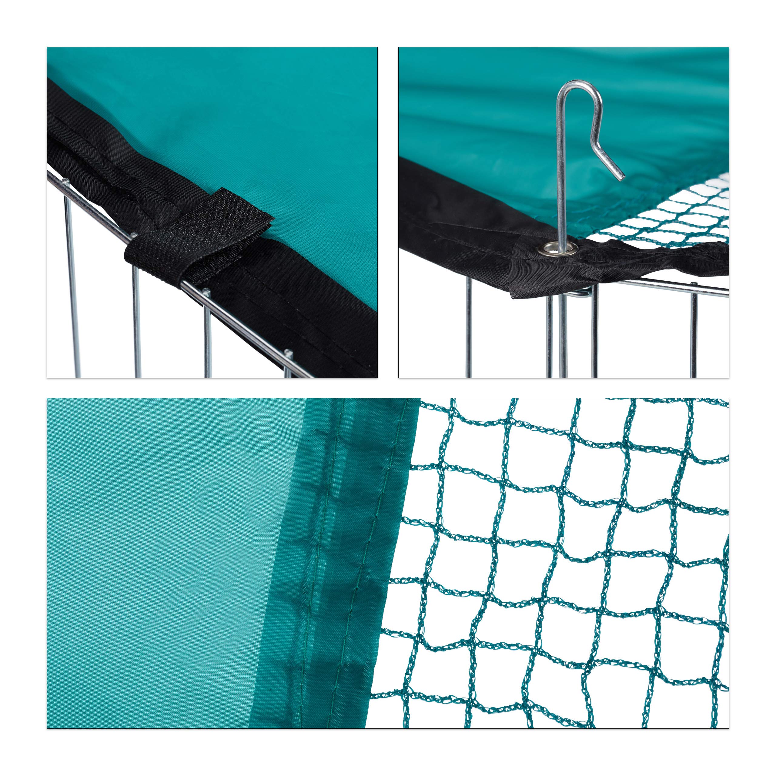 Relaxdays XL Freilaufgehege mit Netz-Abdeckung, für Hasen und Nager, Kleintiergehege mit Sonnenschutz, Ø 145cm, verzinkt