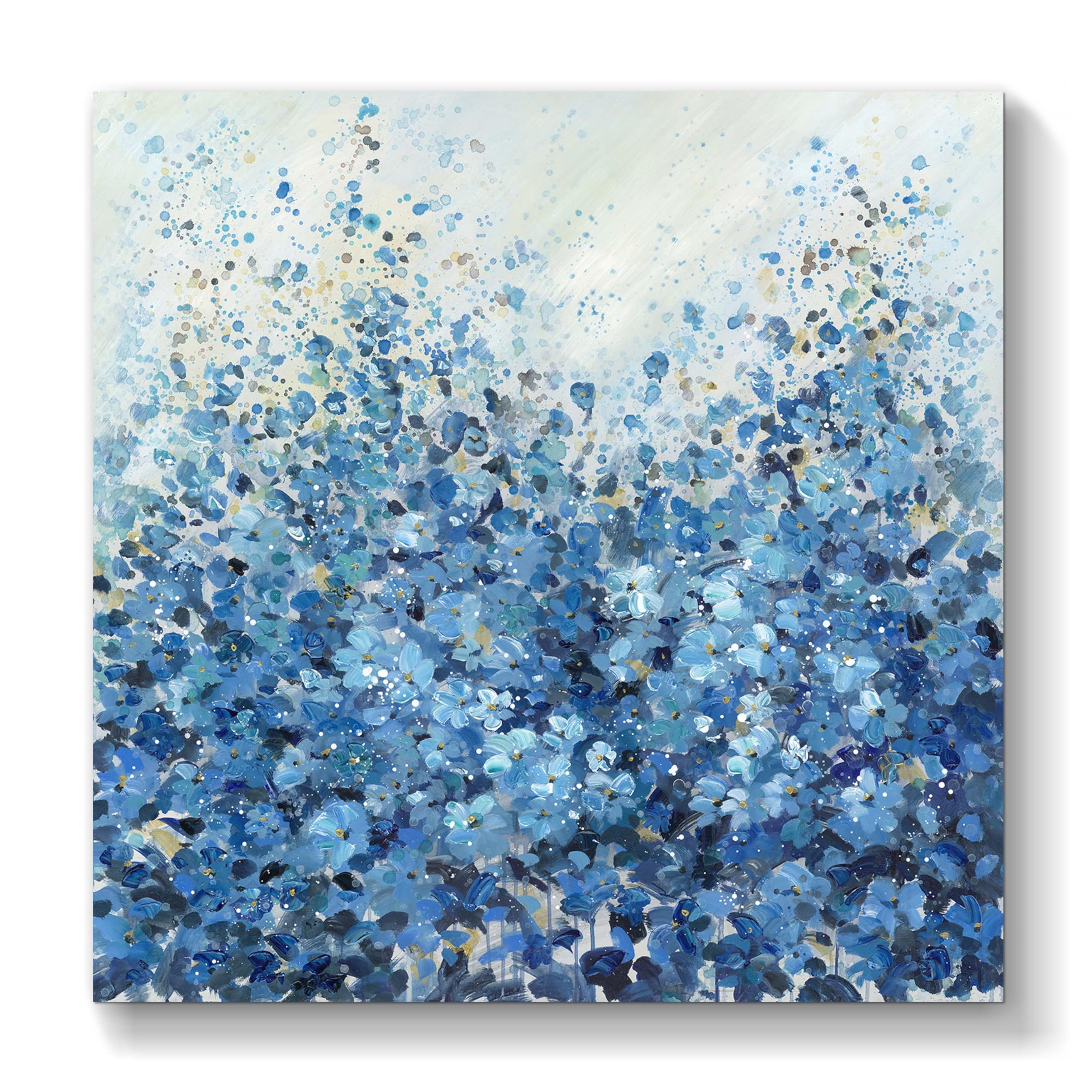 TAR TAR STUDIO Abstract Blue Flower Canvas Wall Art, 12' Lx12 W