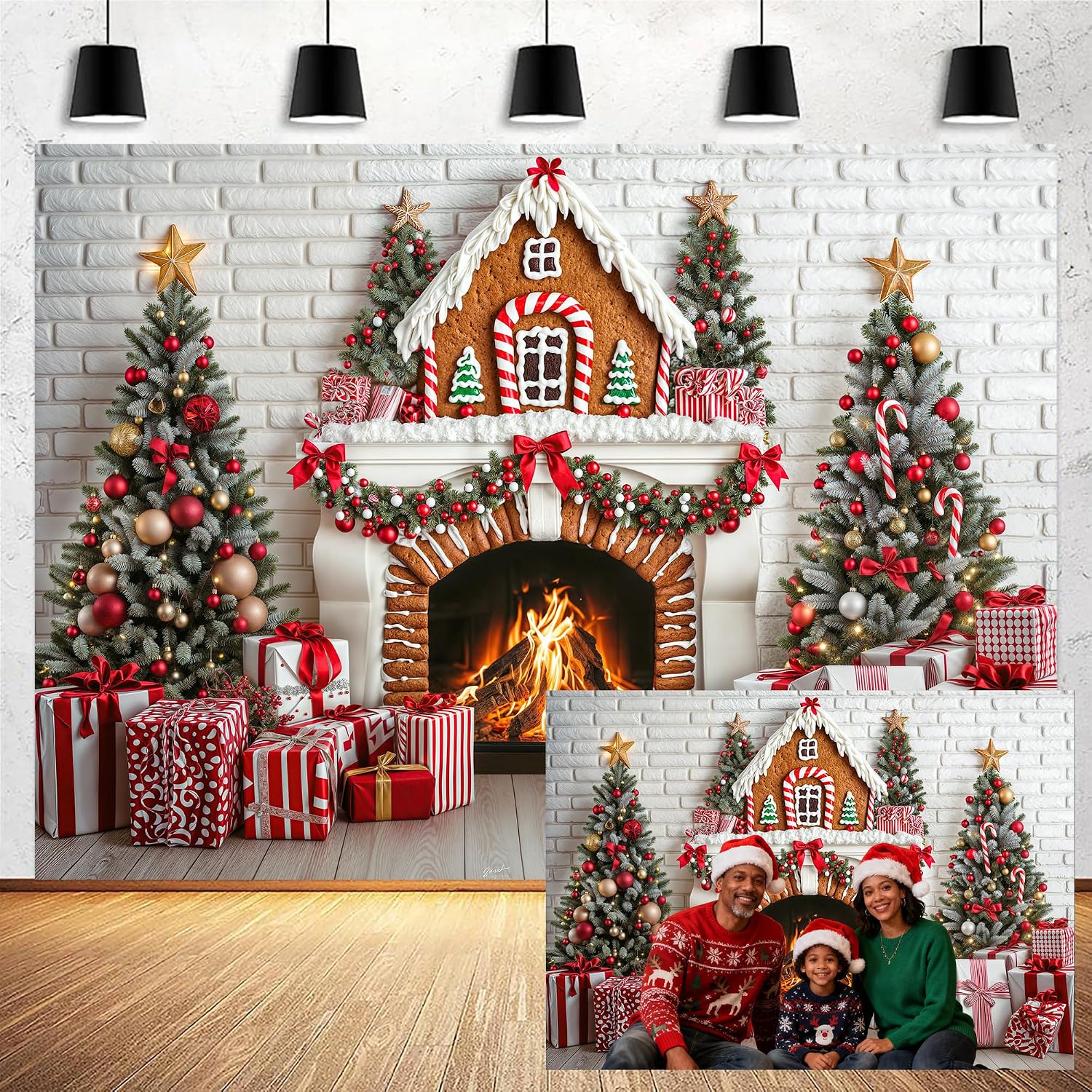 Amazon.com : 10x8ft Christmas Fireplace Photo Backdrop White ...